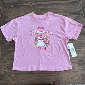 Strawberry Shortcake Christmas Tee Womens M Pink Graphic Holiday Shirt